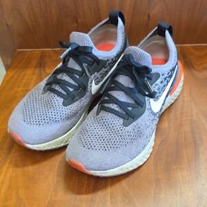 Nike Knit Sneakers in Gray and Black with Orange Accents